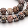 Frosted Round Natural Leopard Skin Jasper Bead Strands G-J338-07-8mm-1