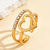304 Stainless Steel Rhinestone Cuff Open Rings WG84659-02-1