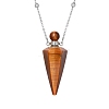 Natural Tiger Eye Faceted Cone Perfume Bottle Pendant Necklace PW-WG8F691-05-1