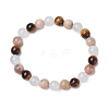 Round Natural Sunstone Beads Stretch Bracelets for Women BJEW-TA00568-02-2