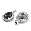 Natural Fluorite & Rhinestone Pendants G-K338-31P-01-2