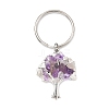 Natural Amethyst Chip & Alloy Tree of Life Pendant Keychain KEYC-JKC00648-06-4