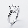 Anti-Tarnish Rhodium Plated 925 Sterling Silver Finger Ring Components STER-G027-18P-1