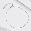 925 Sterling Silver Ball Chain Anklet AJEW-Z029-18P-2