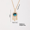 Dreamy Woven Net/Web with Feather Brass Micro Pave Cubic Zirconia Pendant Necklaces WX6343-1-1