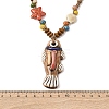 Ceramic Fish Pendant Adjustable Waxed Cord Necklaces for Women LS-NJEW-B146-03-5