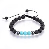 Natural Lava Rock and Non-Magnetic Synthetic Hematite Beads Braided Bead Bracelets BJEW-JB03975-03-1