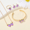 Alloy Enamel Pendant Necklaces & Cuff Bangle & Rings & Stud Earrings Sets WG18260-03-1