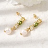 Round Brass Micro Pave Cubic Zirconia Dangle Stud Earrings EJEW-L311-01G-02-3