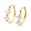 Rhombus Brass Micro Pave Clear Cubic Zirconia Hoop Earrings EJEW-Z121-07G-4