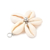 Natural Mixed Cowrie Shell Pendants PALLOY-JF03859-02-4