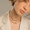 4Pcs Brass Flat Snake Chain Necklaces for Women Men NJEW-BBC0001-38-4