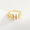 Brass Micro Pave Colorful Cubic Zirconia Cuff Open Rings FS-WG163C1-08-1