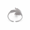 304 Stainless Steel Leaf Cuff Ring RJEW-N038-041P-2