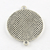Tibetan Style Alloy Flat Round Cabochon Connector Settings TIBE-Q038-001F-AS-RS-2