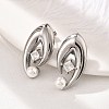 304 Stainless Steel Shell Pearl Stud Earrings EJEW-U051-08P-2