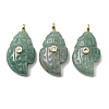 Natural Green Aventurine Carved Pendants G-H357-05G-05-1