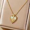 Shiny Heart Star Brass Clear Cubic Zirconia Pendant Necklaces RQ9557-3-1