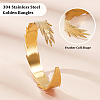 2Pcs 304 Stainless Steel Feather Cuff Bangles BJEW-PH0004-41-4