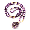 Gemstone Bead Stretch Necklaces PW-WG37DCA-01-1