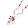 Natural Rose Quartz Bead Pendant Necklaces NJEW-K116-A04-2