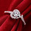 Classic Heart Brass Cubic Zirconia Rings for Women RJEW-BB06119-7D-5
