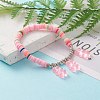 Polymer Clay Heishi Beads Stretch Charm Bracelets BJEW-JB05767-02-3