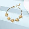 Textured  304 Stainless Steel Sun Link Bracelets BJEW-K293-06A-G-2