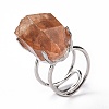 Natural Rose Quartz Nuggets Cuff Ring RJEW-G271-01P-01-2