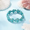 Dyed Synthetic Turquoise Tortoise Beaded Stretch Bracelet for Kids BJEW-JB09389-02-3