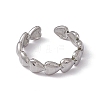 Non-Tarnish 304 Stainless Steel Heart Wrap Open Cuff Ring for Women RJEW-C045-18P-2