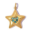 304 Stainless Steel with Light Sapphire Rhinestone Pendants RB-OY001-26G-1