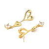 Rack Plating Brass Heart Dangle Stud Earrings with Cubic Zirconia EJEW-L261-009G-2