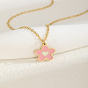 201 Stainless Steel Enamel Flower Pendant Cable Chain Necklaces for Women WGBABBD-01-1