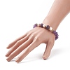 Natural Gemstone & Pearl & Brass Flower Beaded Stretch Bracelet for Women BJEW-JB09010-3
