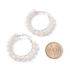 Natural Pearl Wire Wrapped Beaded Hoop Earrings for Women EJEW-JE04758-03-3