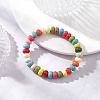 Synthetic Turquoise Rondelle Beads Stretch Bracelets for Men Women BJEW-JB12450-1