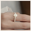 Flower Shell Pearl with Natural Freshwater Pearl Rice Beaded Finger Rings for Women FS-WGB4426-01-4