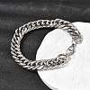 201 Stainless Steel Cuban Link Chains Bracelets for Women Men STAS-T077-21P-02-1