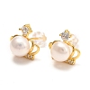 Brass Micro Pave Cubic Zirconia Crown Stud Earrings EJEW-D275-14G-2