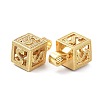 Alphabet Brass Micro Pave Clear Cubic Zirconia Pendants ZIRC-O045-01G-S-3