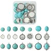 DIY Oval/Half Round Synthetic Turquoise & Tibetan Style Alloy Pendant Making Kits DIY-FS0006-12-1