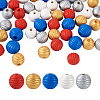 50Pcs 5 Styles Painted Natural Wood Beehive European Beads WOOD-FW0001-01-2