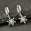 Brass Micro Pave Cubic Zirconia Snowflake Hoop Dangle Earrings for Women WGD9903-02-1