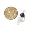 Copper Wire Wrapped Natural Lapis Lazuli & Dyed Blue Quartz Round Beded Links Connector Charms PALLOY-JF04678-02-2