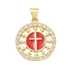 Religion Cross Brass Micro Pave Clear Cubic Zirconia Pendants CU-CBA83A6-03E-G03-1