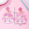 Birthday Cake Acrylic Dangle Stud Earrings FS-WG75373-01-3