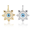 8Pcs 2 Colors Brass Micro Pave Cubic Zirconia Pendants KK-BBC0019-54-6