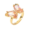 Adjustable Brass Glass Finger Rings RJEW-P148-A01-19-1