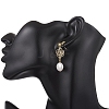 Natural Keshi Pearl Flower with Bowknot Dangle Stud Earrings EJEW-JE06726-2